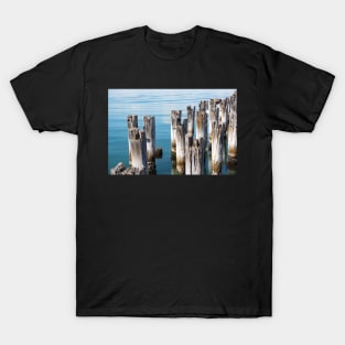 Old wooden piles in clear blue water in Melbourne, Australia. T-Shirt